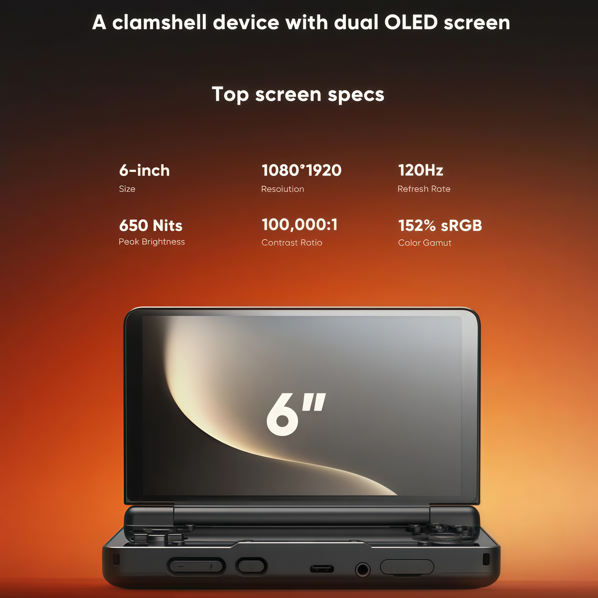 Consola portátil AMOLED de doble pantalla para juegos