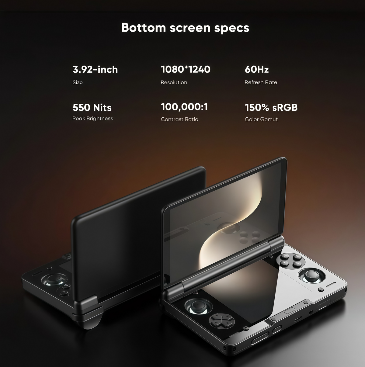 Consola portátil AMOLED de doble pantalla para juegos