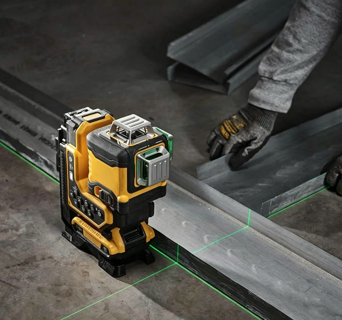 18V 3×360° Green Laser Level with Remote Control & Self-Leveling
