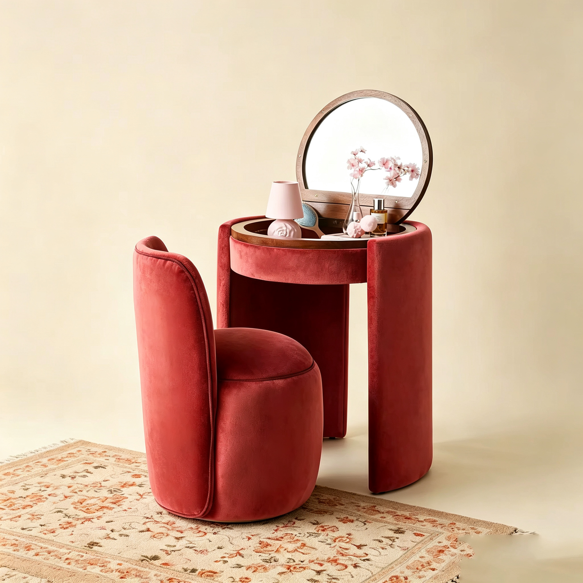 🎉 Exclusive Deal · Limited Stock🎉 Modern Makeup Vanity Set with LED Mirror, Stool & Large Storage