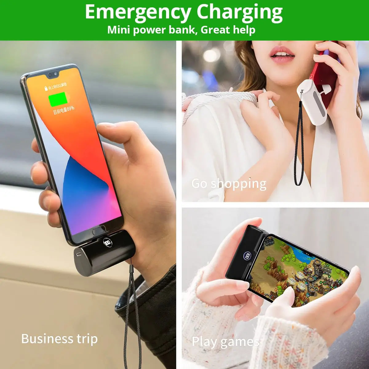Mini 5000mAh Powerbank mit Schnellladefunktion und LED-Digitalanzeige