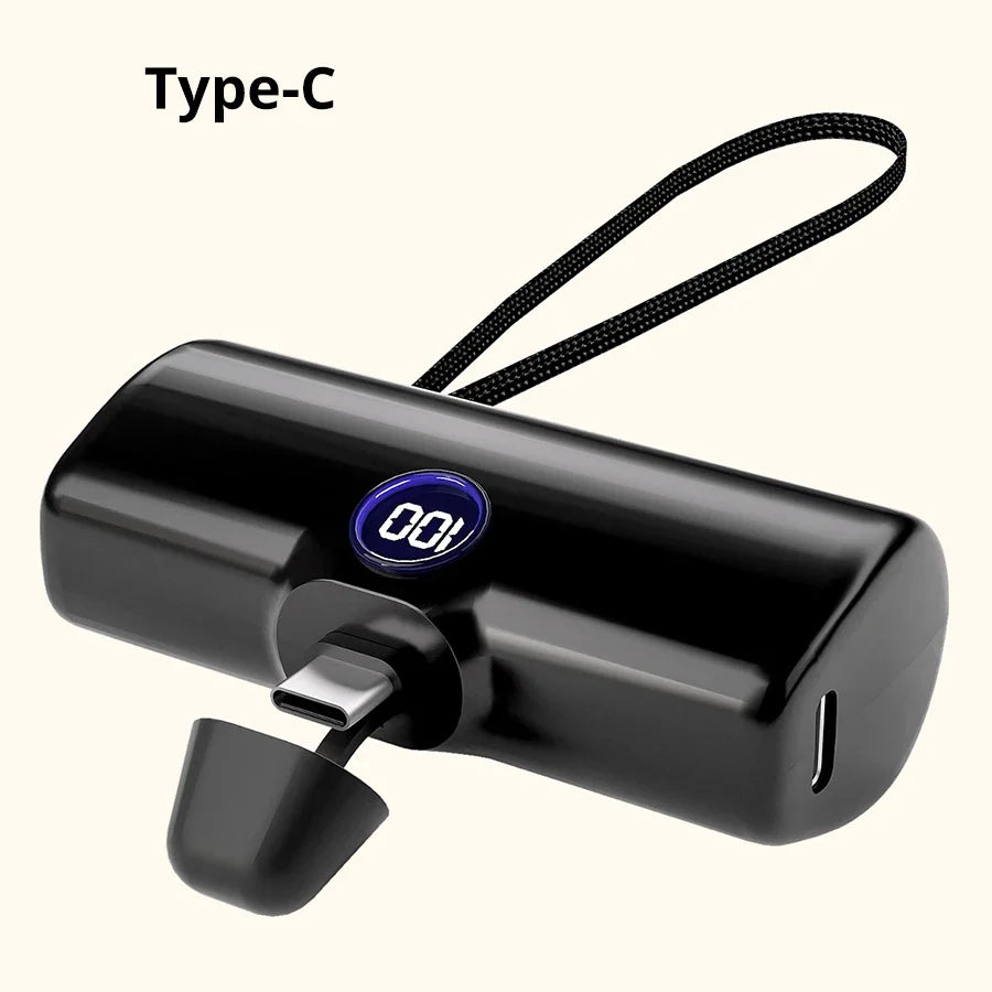 Mini 5000mAh Powerbank mit Schnellladefunktion und LED-Digitalanzeige