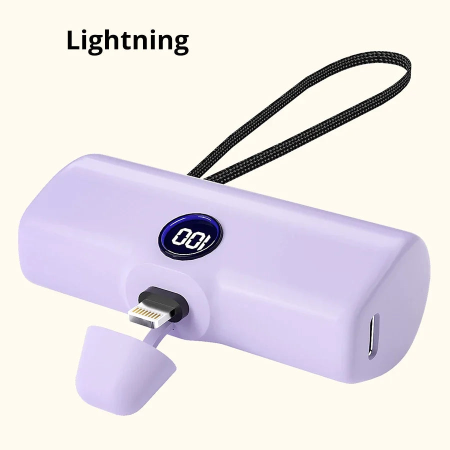 Mini 5000mAh Powerbank mit Schnellladefunktion und LED-Digitalanzeige