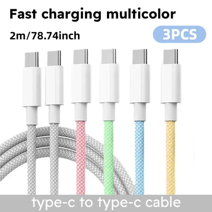3er-Pack 1,8m 60W USB-C Schnellladekabel