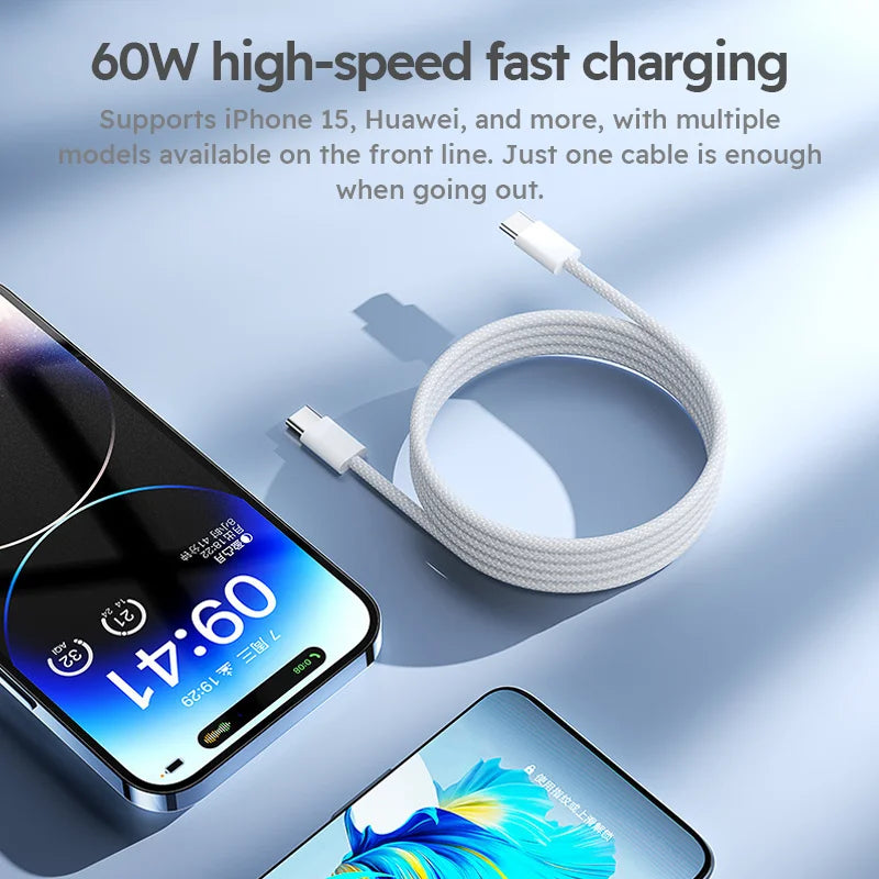 3er-Pack 1,8m 60W USB-C Schnellladekabel