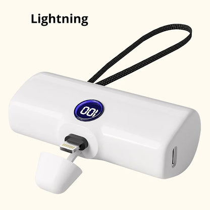 Mini 5000mAh Powerbank mit Schnellladefunktion und LED-Digitalanzeige
