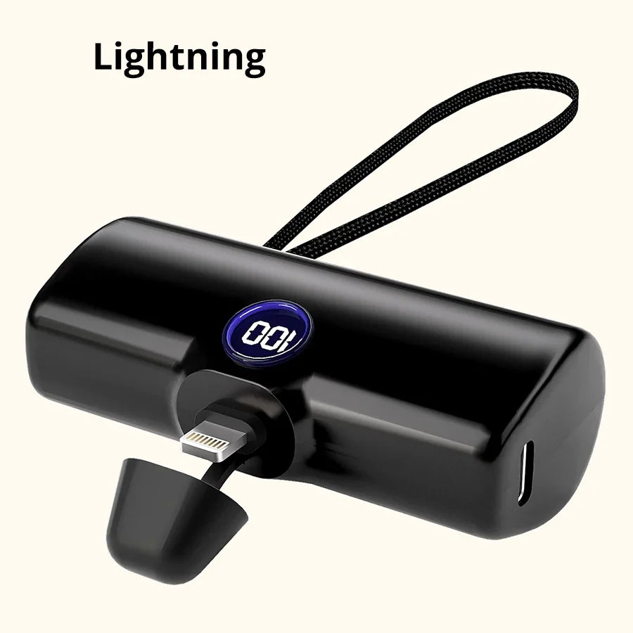 Mini 5000mAh Powerbank mit Schnellladefunktion und LED-Digitalanzeige