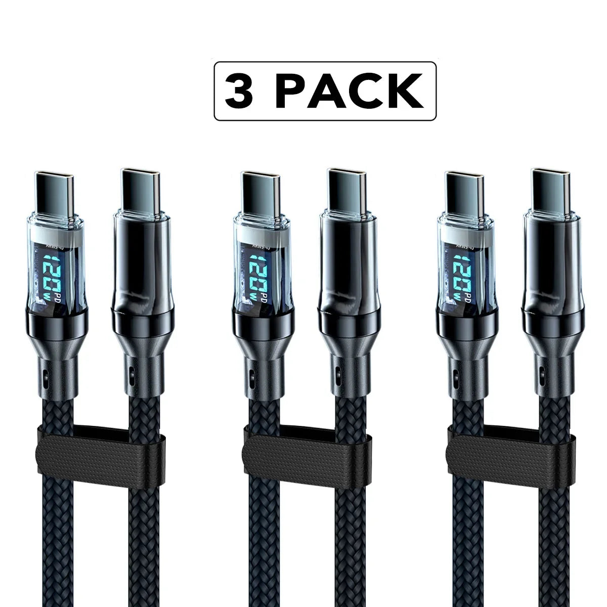120W 5A USB-A auf USB-C Schnellladekabel mit LCD-Anzeige