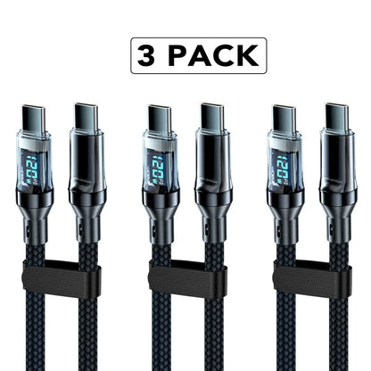 120W 5A USB-A auf USB-C Schnellladekabel mit LCD-Anzeige
