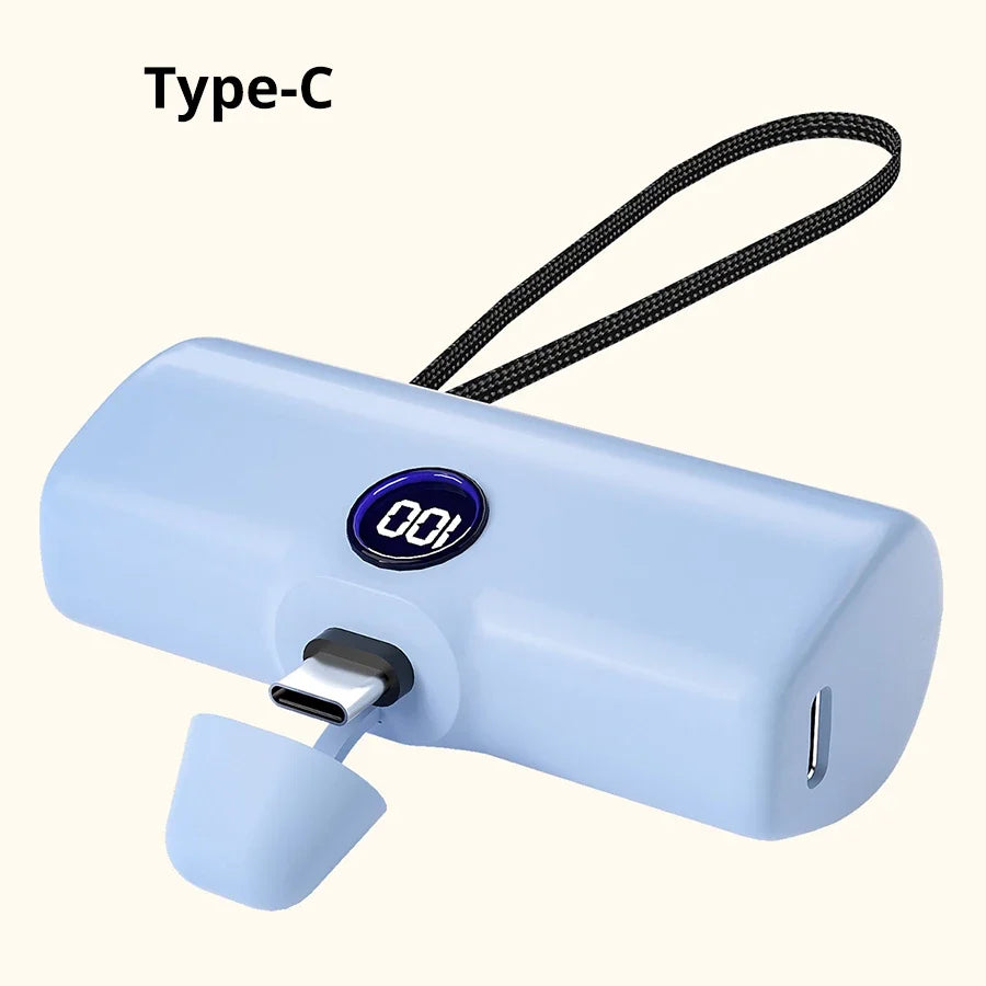 Mini 5000mAh Powerbank mit Schnellladefunktion und LED-Digitalanzeige