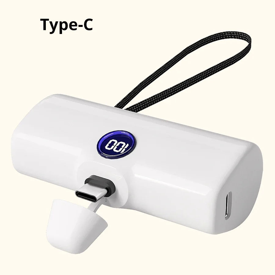 Mini 5000mAh Powerbank mit Schnellladefunktion und LED-Digitalanzeige