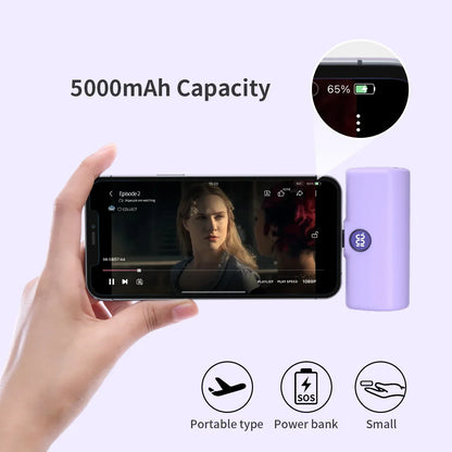 Mini 5000mAh Powerbank mit Schnellladefunktion und LED-Digitalanzeige