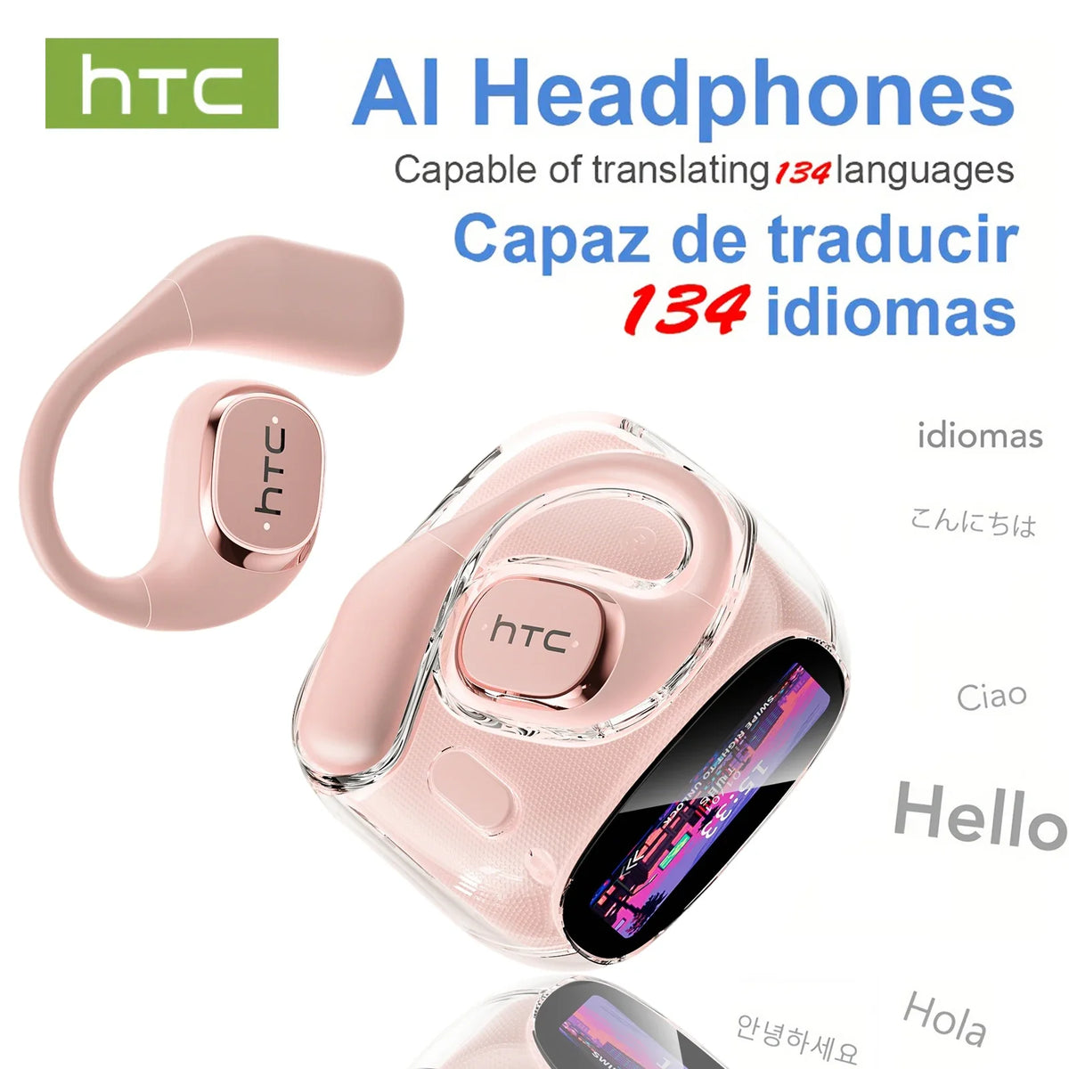 HTC NE11 Wireless Earbuds – HD Display, 30H Battery