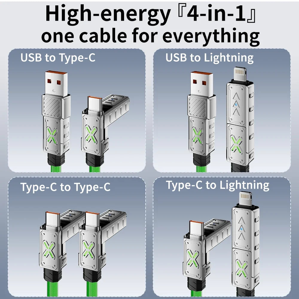 240W 4-in-1 Fast Charging Cable – Multi-Port USB-C Cable