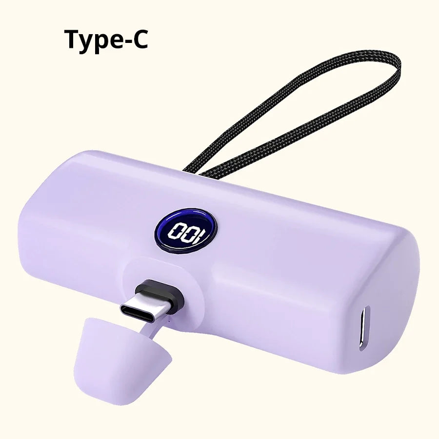 Mini 5000mAh Powerbank mit Schnellladefunktion und LED-Digitalanzeige