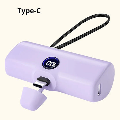 Mini 5000mAh Powerbank mit Schnellladefunktion und LED-Digitalanzeige