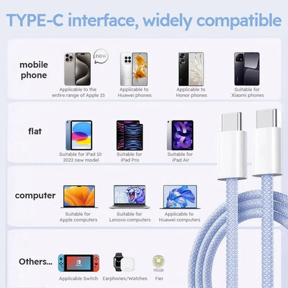 3er-Pack 1,8m 60W USB-C Schnellladekabel