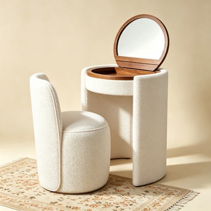 🎉 Exclusive Deal · Limited Stock🎉 Modern Makeup Vanity Set with LED Mirror, Stool & Large Storage