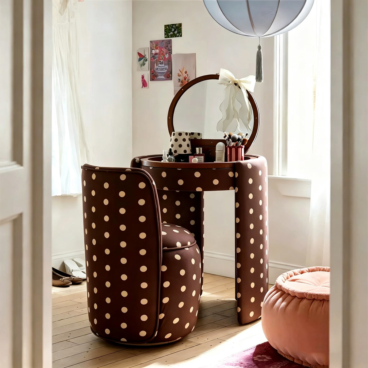 🎉 Exclusive Deal · Limited Stock🎉 Modern Makeup Vanity Set with LED Mirror, Stool & Large Storage